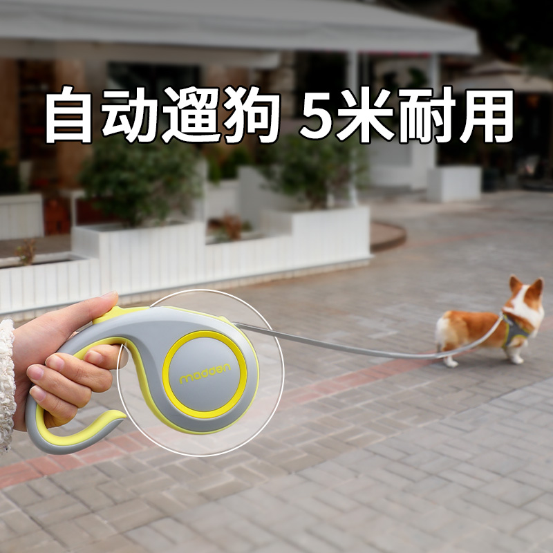 狗狗自动伸缩牵引绳中小型犬外出遛狗绳子耐咬5米泰迪柯基狗链子
