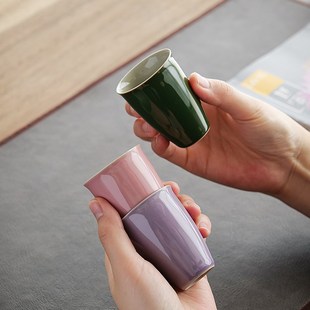 茶杯陶瓷功夫茶碗闻香杯直身单杯主人杯茶具茶盏品茗聚香杯直口杯
