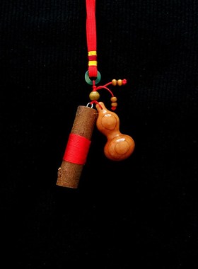 野生东南桃木葫芦吊坠汽车挂件件吊坠儿童宝宝牀头室内桃木棍防惊