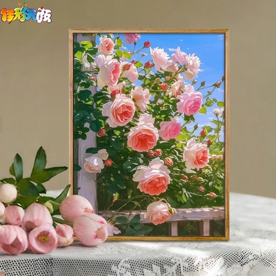 五色蔷薇 佳彩天颜数字油画diy手工填充填色高级感装饰画油彩画
