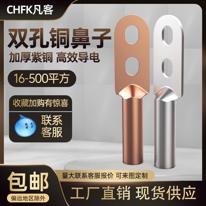双孔铜镀锡接线端子铜鼻子DTS-50/70/95/120/150/185/240/300/400
