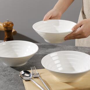 面碗家用斗笠碗外纹碗大号泡面 面 面碗纯白陶瓷汤碗 14.8元 4祇装