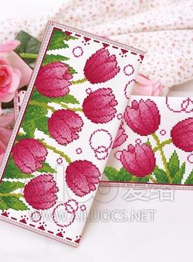 十字绣纯手工钱包成品 长款两折 26013 娇艳郁金香
