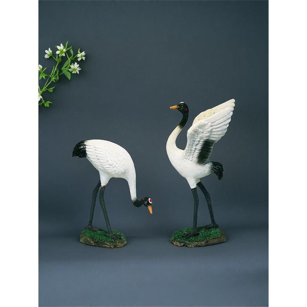 白鹤仿真仙鹤摆件微景观布置庭院盆景造景动物树脂假山户外装饰