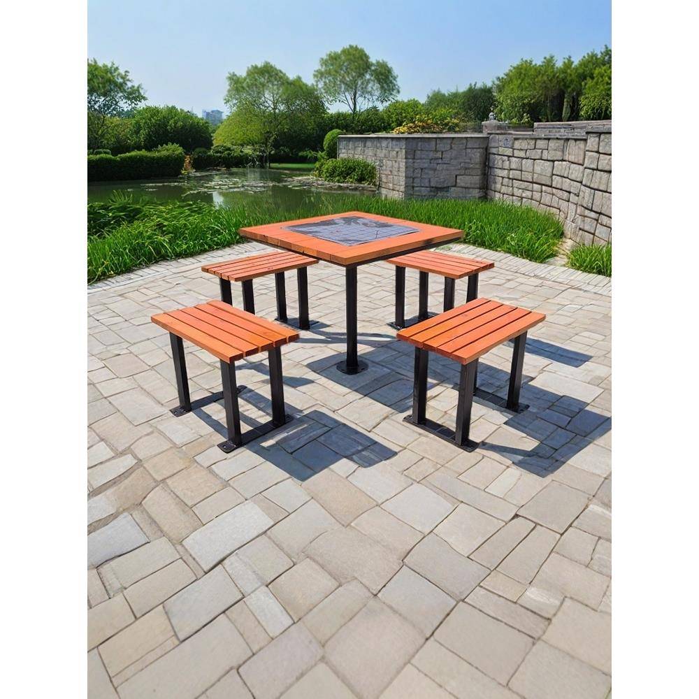 户外象棋盘桌椅防腐木室外公园小区休闲广场老年活动中心一桌四椅