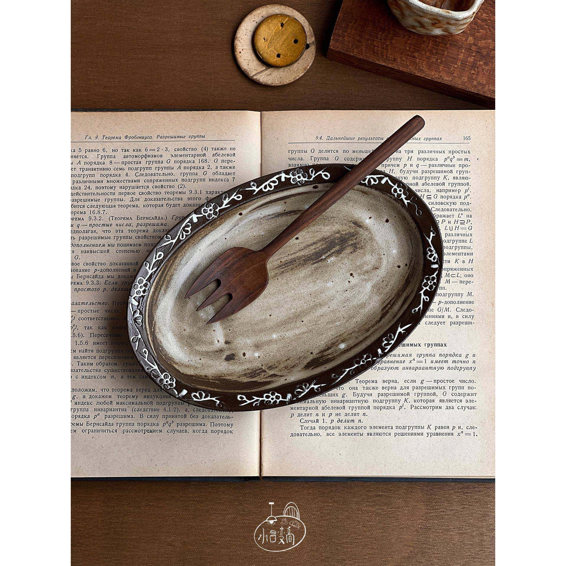 侘寂覆古手作盘子陶瓷椭圆形古朴小花甜品盘家用早餐盘小号面包盘,餐饮具,盘,淘宝优惠券,粉丝福利购,淘宝优惠卷