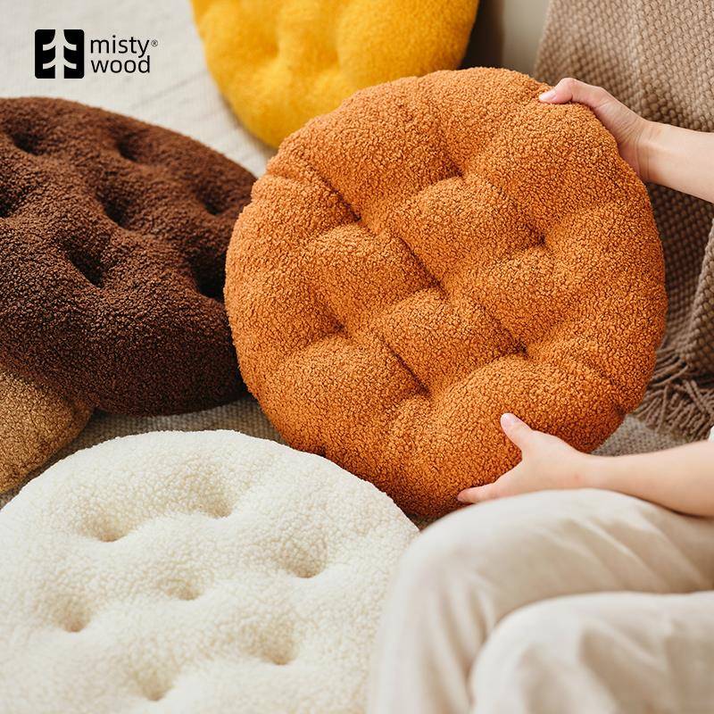 迷雾之森「单层饼干」奶油黄坐垫沙发客厅高级感椅子坐垫圆形椅垫