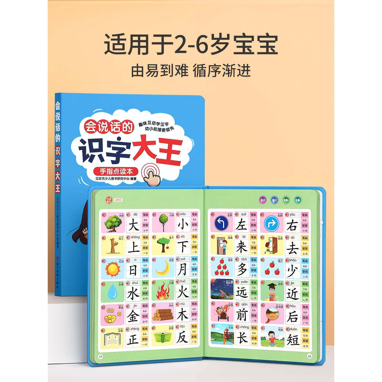 儿童识字大王幼儿园认字卡片早教有声书宝宝启蒙点读挂图学习神器