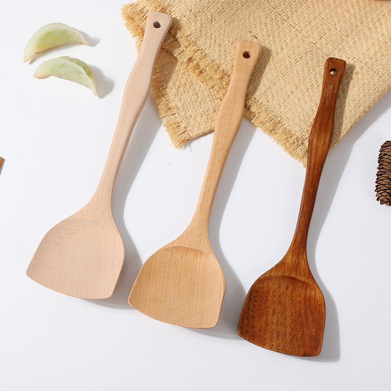 加厚弯柄木铲炒菜铲子