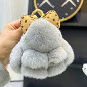 真獭兔毛蝴蝶结小兔子车钥匙扣挂件可爱毛绒垂耳兔兔玩偶包包挂饰