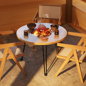 冬天围炉煮茶烤火炉套装 电炉家用阳台小茶几户外烧烤炉圆桌子