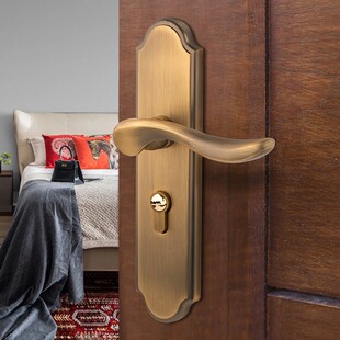门锁室内房门卧室家用简约静音欧式 通用型 实木门把手调节老式