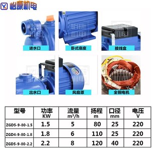 高扬程吸井水抽水泵自来水全自动增压泵 220V螺杆自吸泵家用220V