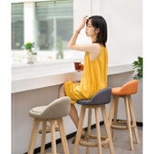 休闲酒会创意实木现代售楼部脚凳高椅高脚奶茶店小高吧台椅酒吧椅