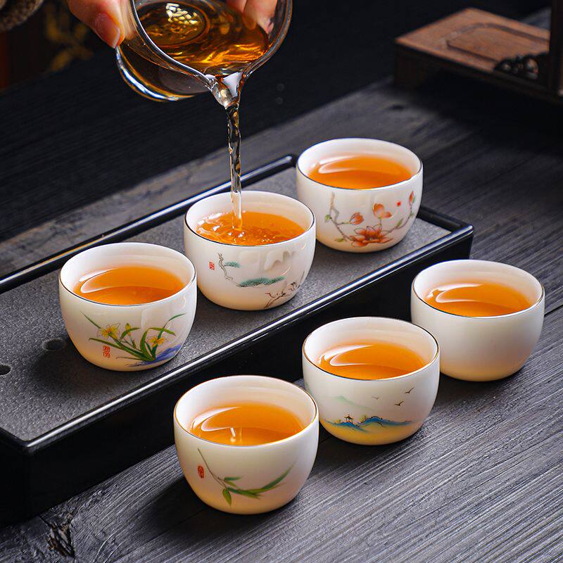 国风功夫茶杯6只装厚胎不