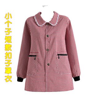 新款洋气系扣短款罩衣女外穿上班家用厨房棉布透气围裙耐脏工作服