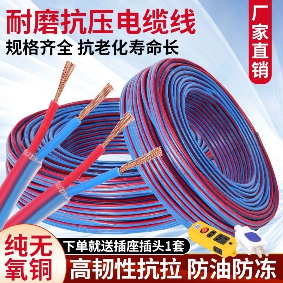 纯铜两2芯防冻电线家用软1