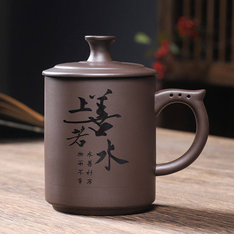 紫砂办公室水杯大容量男士