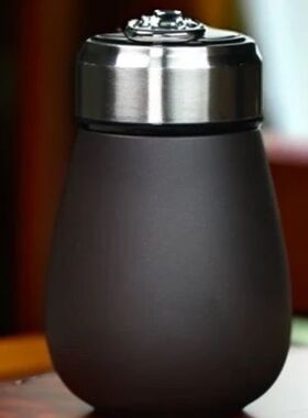 宜兴紫砂旅行杯盖杯主人杯茶壶水杯变色荷花大容量保温养生约380C