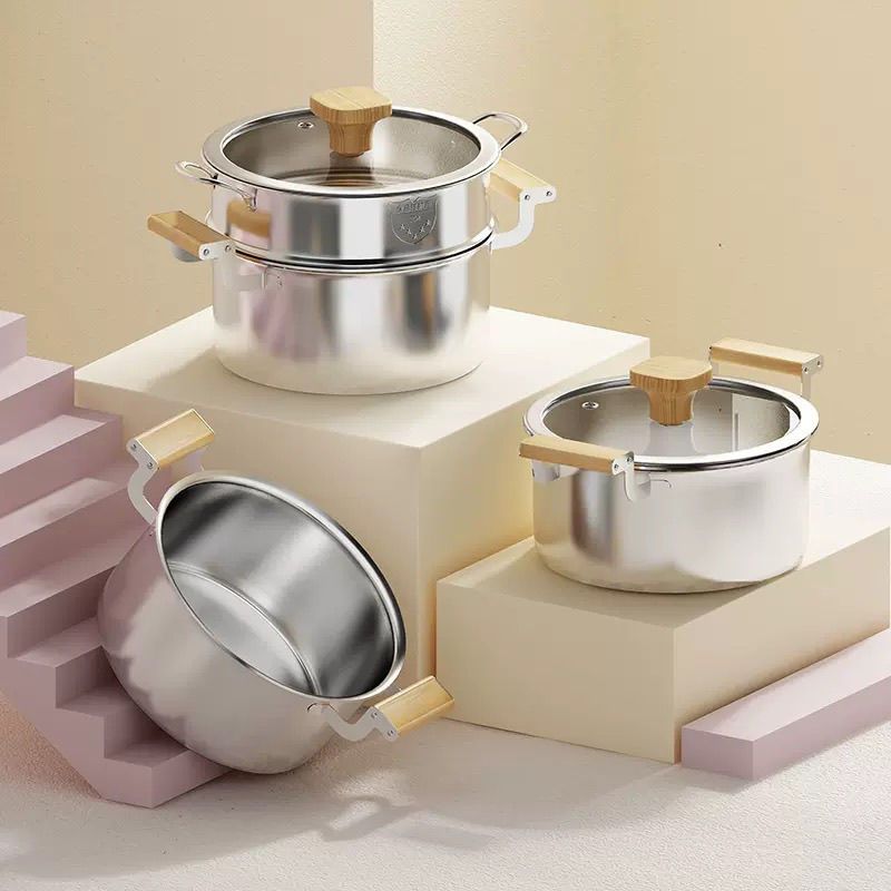 316不锈钢汤锅一体成型双