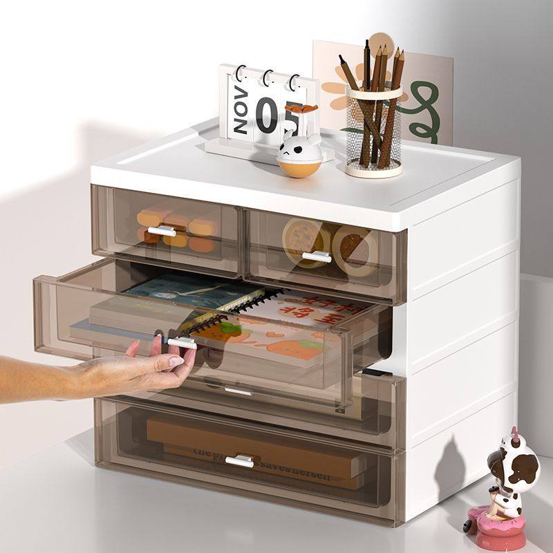 免组装桌面学习文具收纳盒化妆品盒公办桌电脑桌上A4文件抽屉盒子