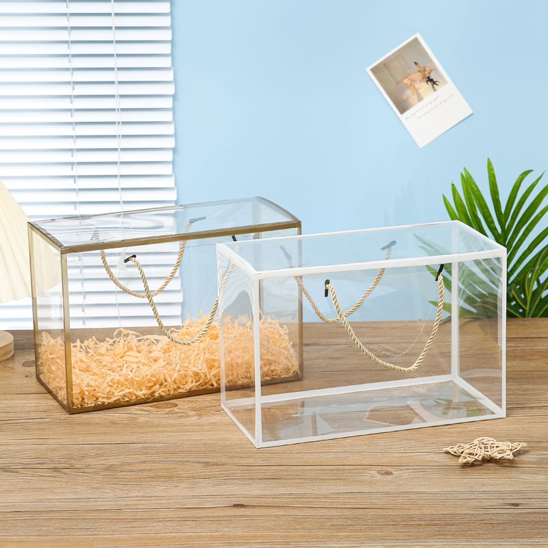 pvc全透明手提盒pet袋子方形糖果礼品礼盒包装塑料胶折盒子定制