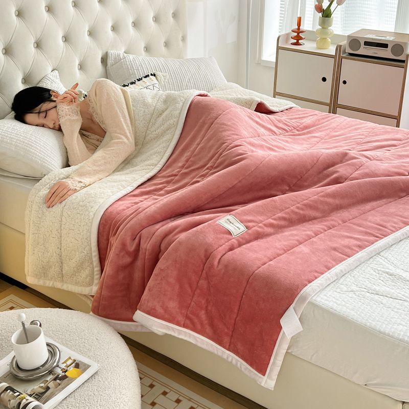 三层夹棉毛毯被子加厚保暖