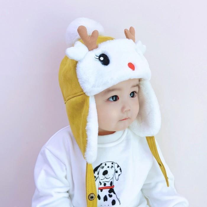 婴儿帽子秋冬加绒厚雷锋可