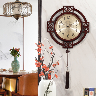 简约大气中国风石英钟 中式 家用挂钟客厅装 饰钟表静音创意个性 时尚