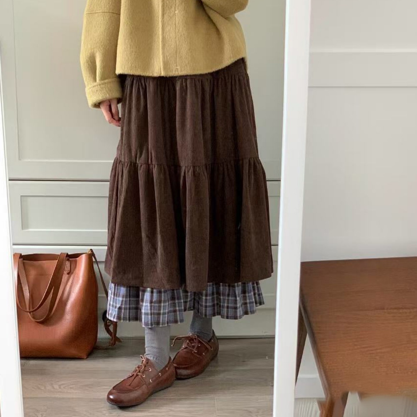 秋冬季复古中长款森系长裙子