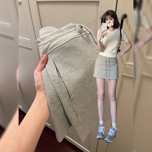 灰色包臀裙子女夏裝 純色運(yùn)動短裙 女裝 a字半身裙顯瘦休閑衛(wèi)裙夏季