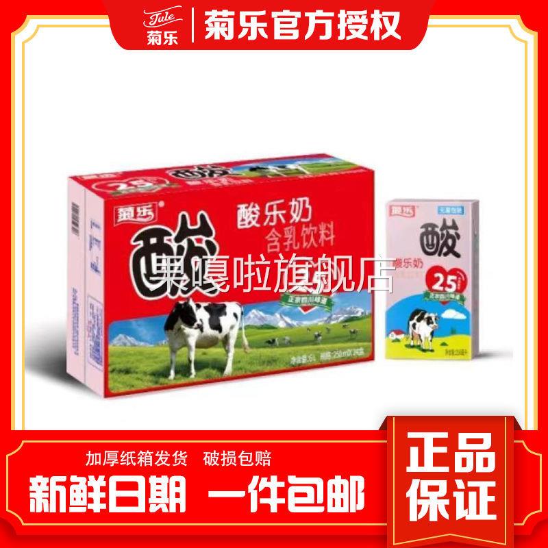 新货菊乐酸牛奶整箱特价250mlx16/12盒装学生牛奶酸奶原味一整箱
