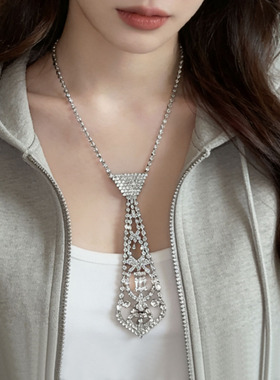 欧美小众设计镶钻镂空领带领结女