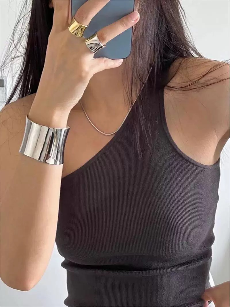 金属光面金银开口手镯臂环饰品