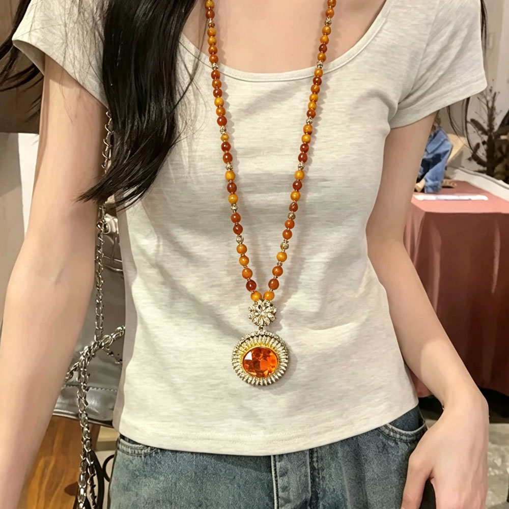 Vintage美拉德水晶宝石吊坠项链图片