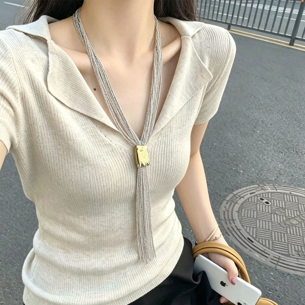金属长款链条流苏Y型项链女配饰图片