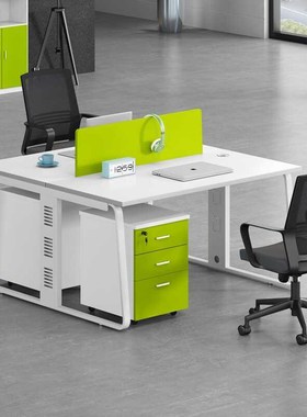 绿色现代家具屏风工桌卡位职员四人桌多人屏风办公桌卡座