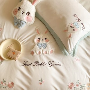 可爱少女心全棉四件套纯棉长绒棉卡通儿童高级感床上用品床单被套