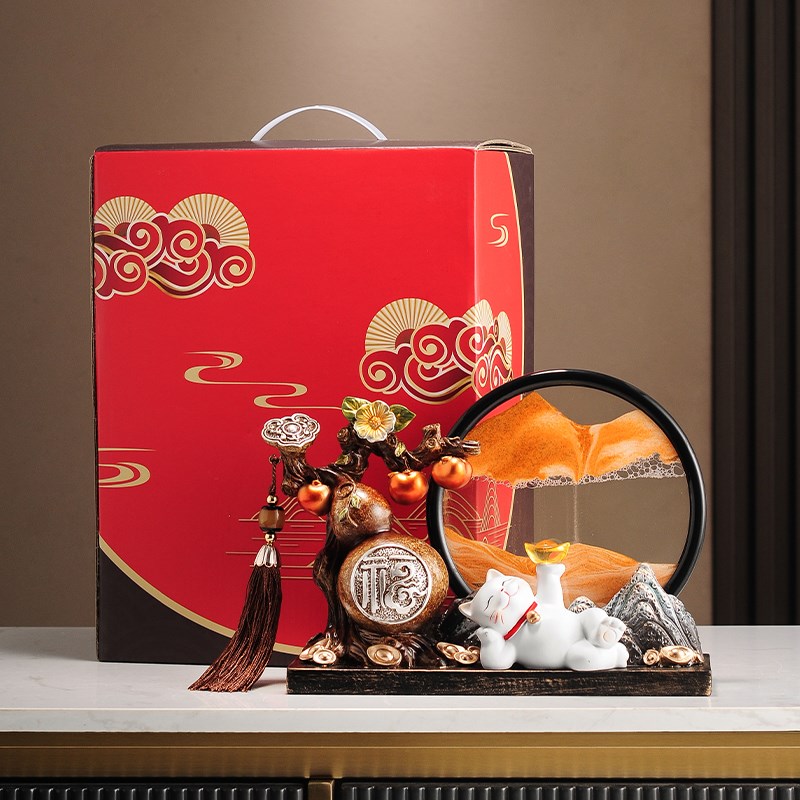 五福临门葫芦流沙画摆件客厅玄关酒柜装饰品办公室招财鹿乔迁礼物