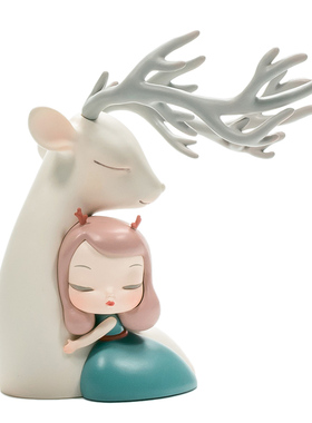 白夜童话Lite祥鹿依赖暖熊夏夜可爱软萌送好友桌面玻璃罩小摆件