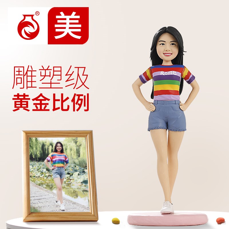 软陶人偶定制diy泥人真人公仔蜡像 捏人像泥塑陶泥玩偶结婚礼物小