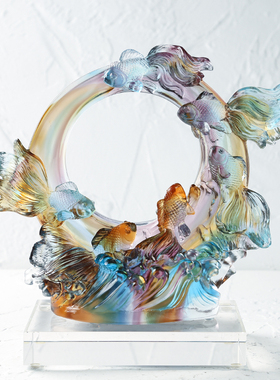 琉璃鱼摆件家居饰品招财工艺品新婚礼物金玉满堂新房礼品现代中式