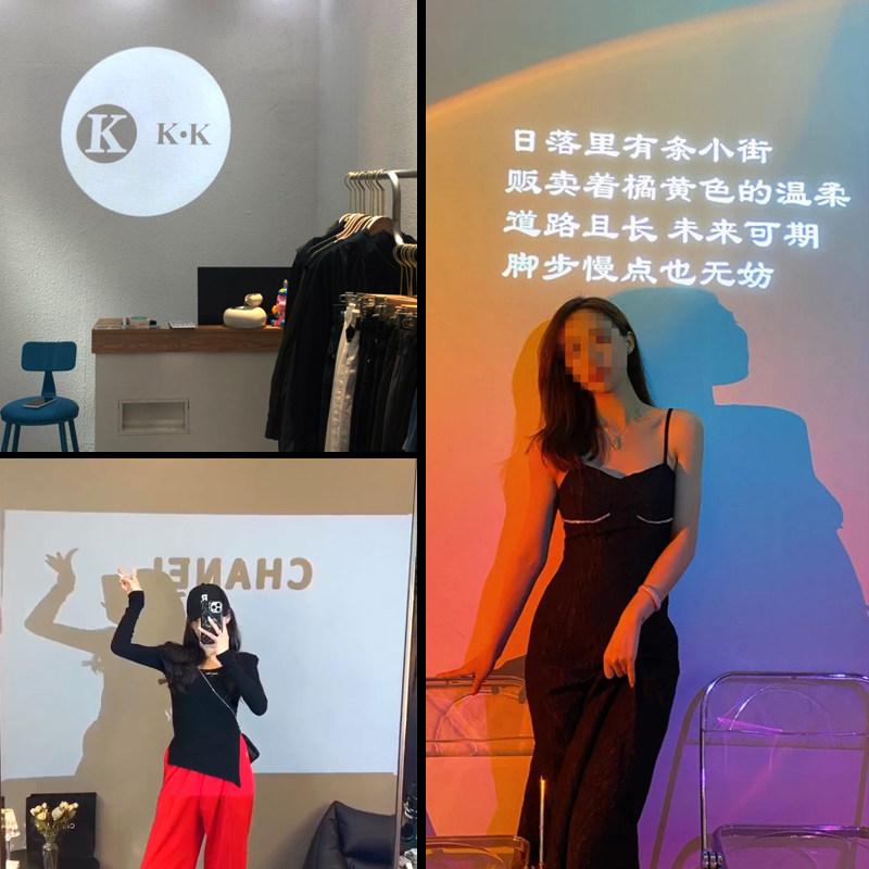 服装店形象墙LOkGO灯轨道投影灯店铺背景墙投射灯网红投影拍照背