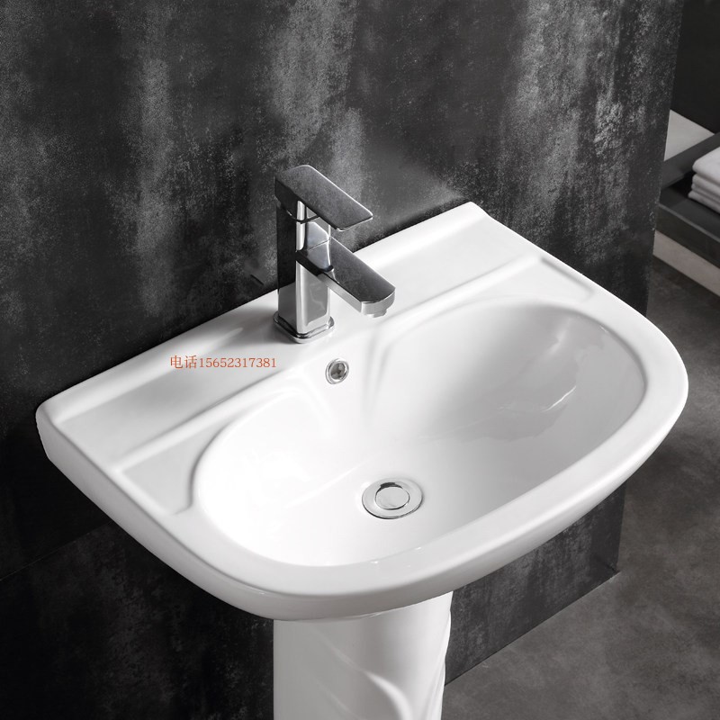 立柱盆陶瓷洗手盆阳台卫生间洗脸盆一体柱盆落地洗手台立柱式