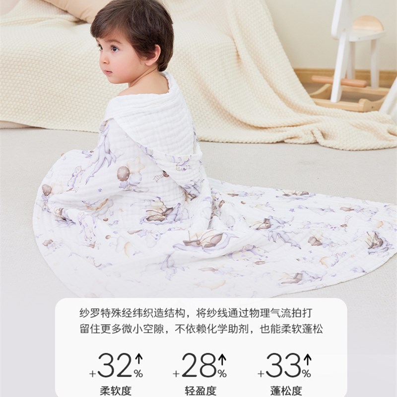 婴儿浴巾超软纱婴儿浴巾新生儿浴巾被子儿童毛毯全年儿童被子