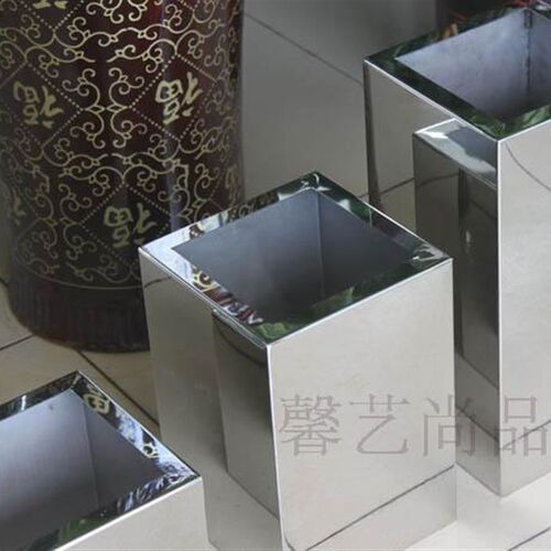 不锈钢花盆  金属花瓶 摆件 现代装饰花瓶 绿植落地方形花器