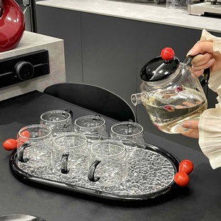 玻璃冷水壶套装茶壶凉水壶家用家庭茶杯茶具N杯具待客用高级感水