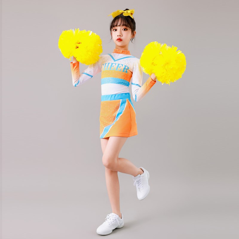 新款啦啦操专业比赛服儿童啦啦队服装小学生啦啦队团体比赛服装