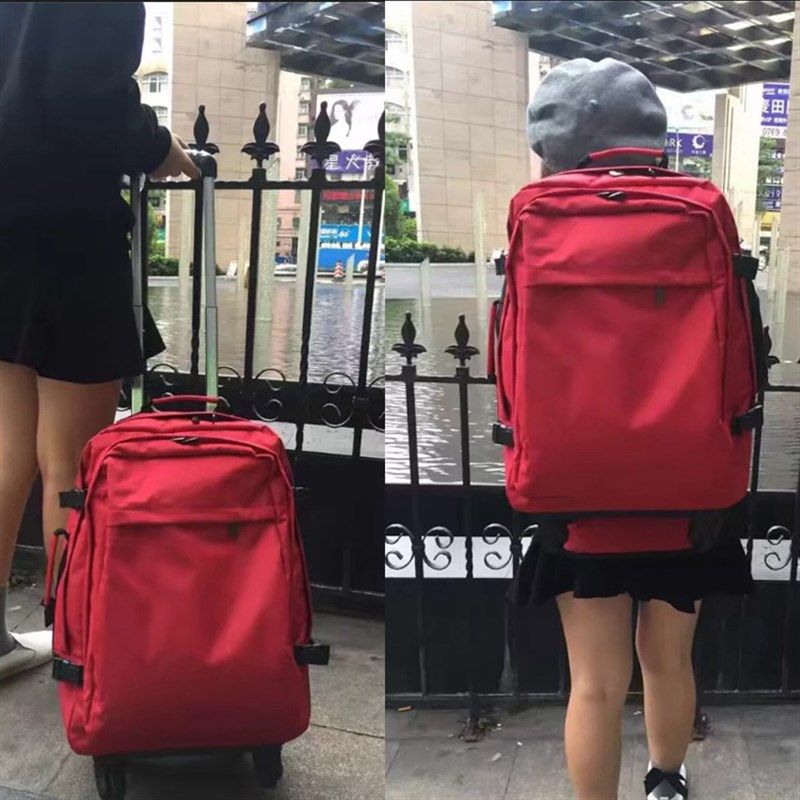 拉杆包旅行女双肩可手提背包韩版C短途旅游简约男大容量轻便行李
