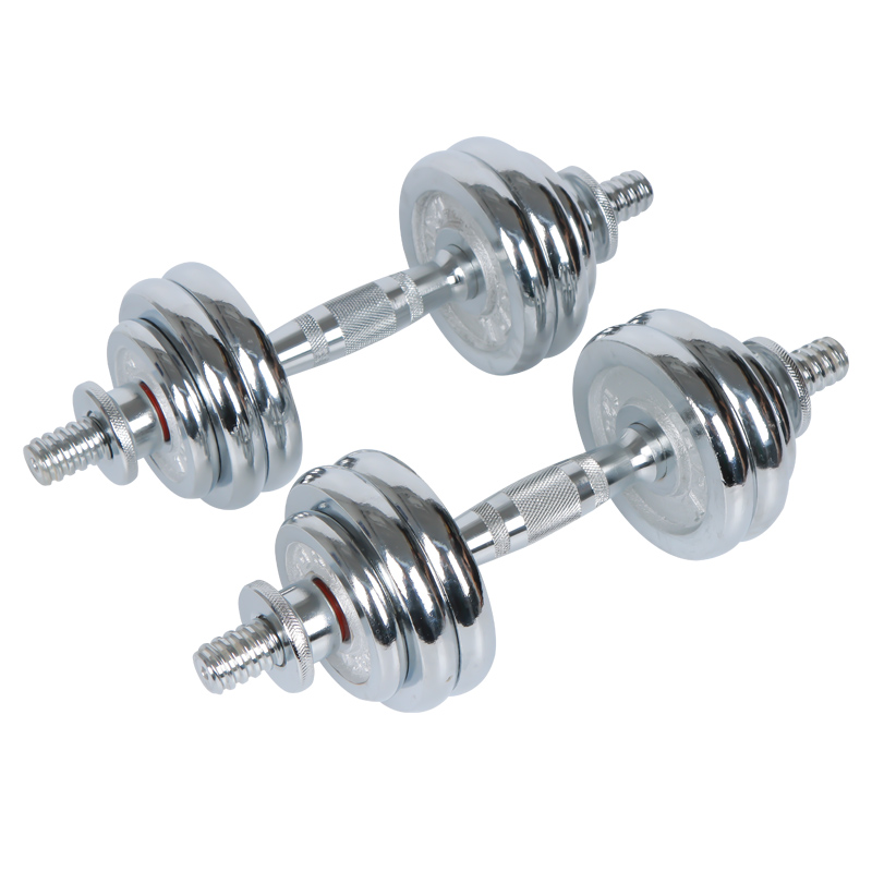 纯铁电镀枣核杆哑铃男士健身家用15公斤30公斤可调节健身杠铃套装